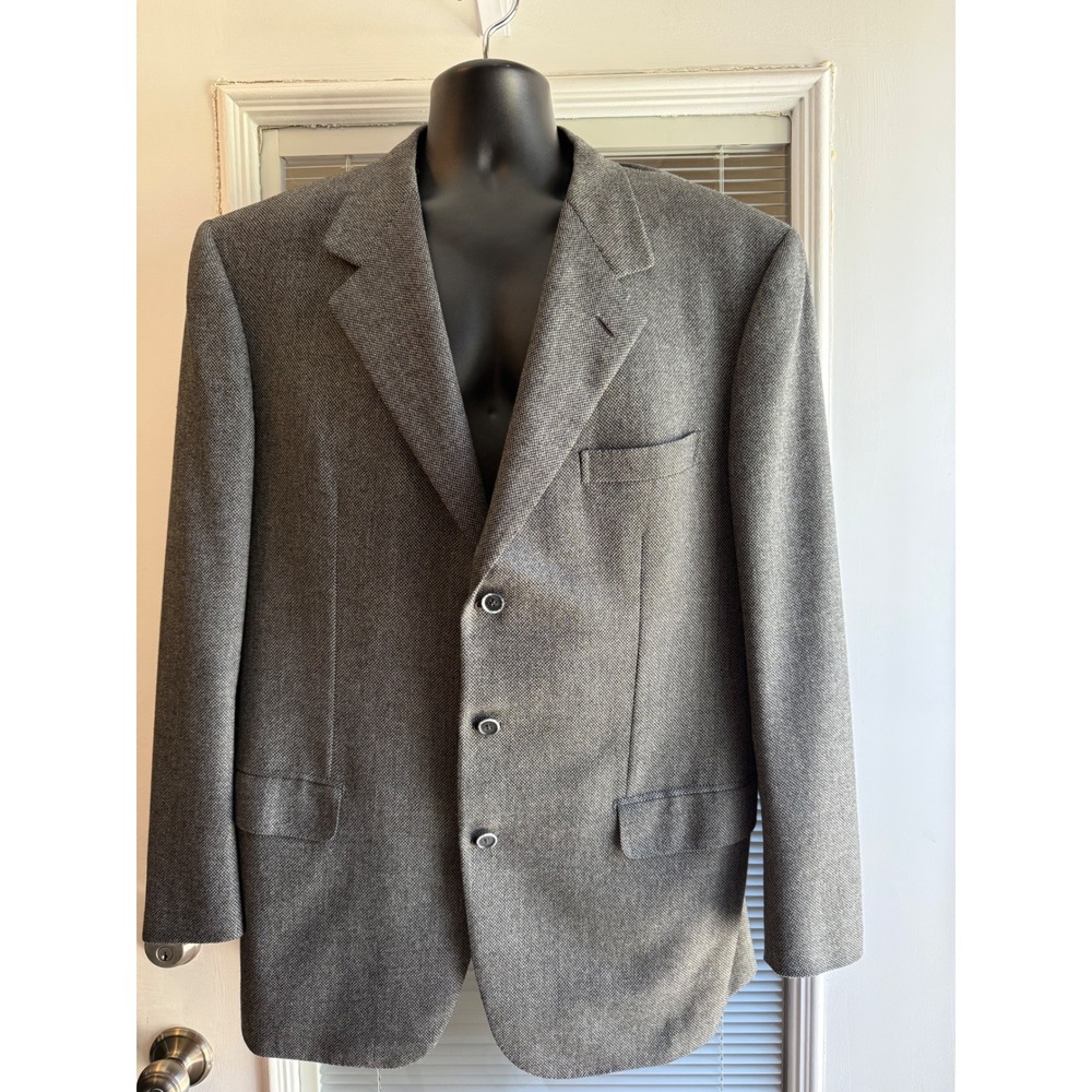 Brioni Blazer Mens 42 Grey Italian Wool Micro Herringbone 3 Button Jacket